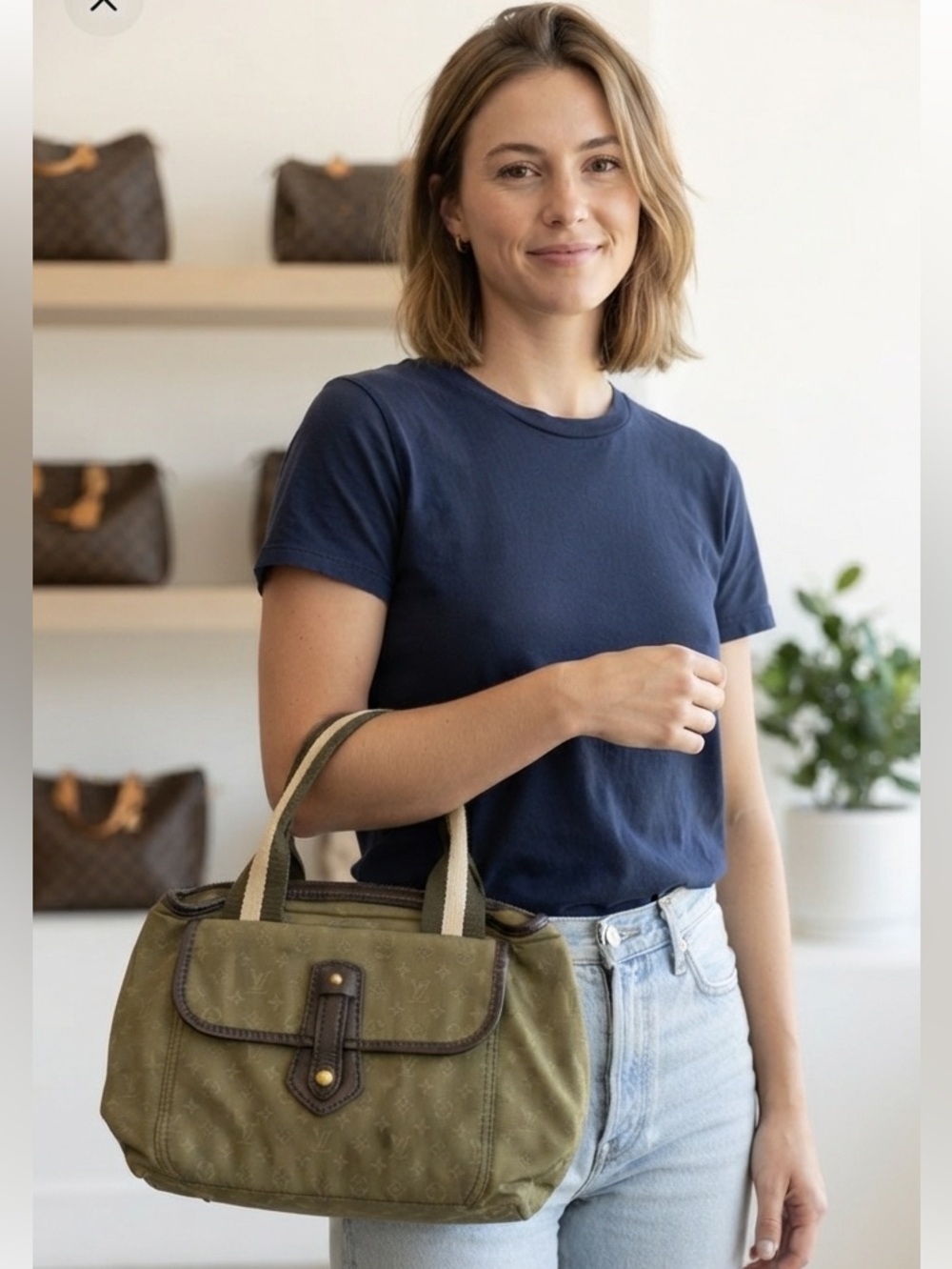 Louis Vuitton Croisette Marina PM Khaki Mini Lin Canvas Satchel - Picture 16 of 16
